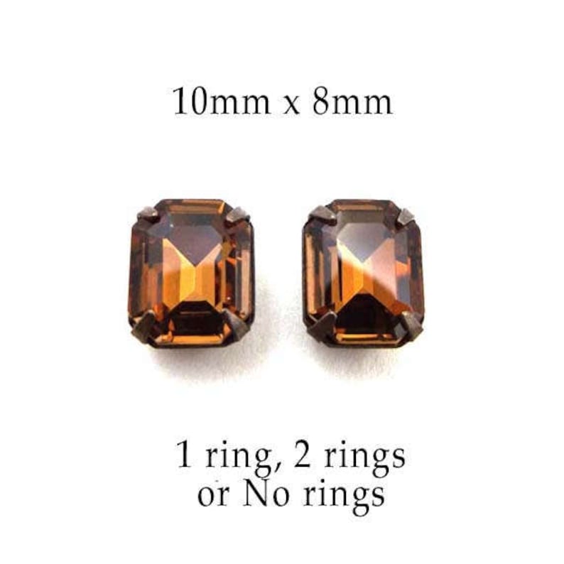 Golden smoky topaz glass beads 10x8mm rhinestone octagons for tiny pendants and earrings