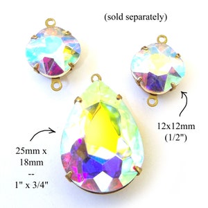 Crystal AB 14x10mm glass pears for pendants, earrings or glass connectors are great for bridal and wedding jewelry, 2 pc 画像 10