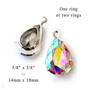 Crystal AB 14x10mm glass pears for pendants, earrings or glass connectors are great for bridal and wedding jewelry, 2 pc 画像 5