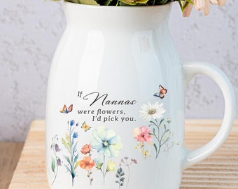 Personalised If … were flowers I’d we’d pick you Mum Nanna Grandma Home Wildflower Lavender Floral Ceramic Small Vase Jug Mug Birthday gift