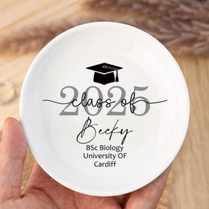 Personalisierte Abschlussgeschenk für Sie, kundenspezifische Schmuck-Schale, Klasse des College, graduierte Collage High School Master-Abschluss-Geschenke