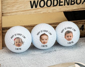 Custom Golf Balls, First Fathers Day Golf Balls, Dad Golf Ball with Kids Face, Fathers Day Gifts, Best Dad By Par, New Dad Gift