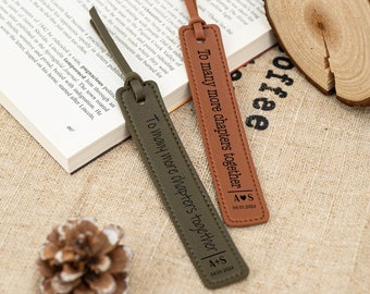 Personalized Anniversary Gift, Custom Leather Bookmark, Custom Quote Initials Leather Gift for Him Birthday Anniversary