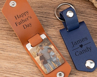 Regalo para papá primerizo, llavero de cuero personalizado con foto y nombre, regalo para papá primerizo de hija, regalo con foto para el futuro papá