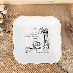 Personalized Teacher Appreciation Gift, Never Forget The Difference You Make Jewelry Dish, Thank You Gift, Custom Teacher Jewelry Dish