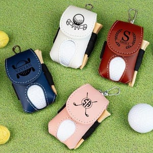 Golf Ball Bag, Stylish Pouch for Golf Balls, Father&#39;s Day Gift, Tees Holder, Mini Golf Ball Holder, Leather Golf Travel Bag, Gift for Dad