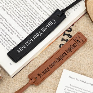 Personalized Anniversary Gift, Custom Leather Bookmark, Custom Quote Initials Leather Gift for Him Birthday Anniversary zdjęcie 5