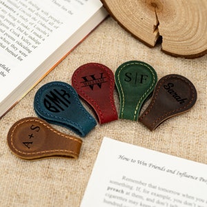 Leather Magnetic Bookmark, Personalized Leather Bookmark, Custom Handmade Leather Bookmark, Birthday Gift, Gift for her