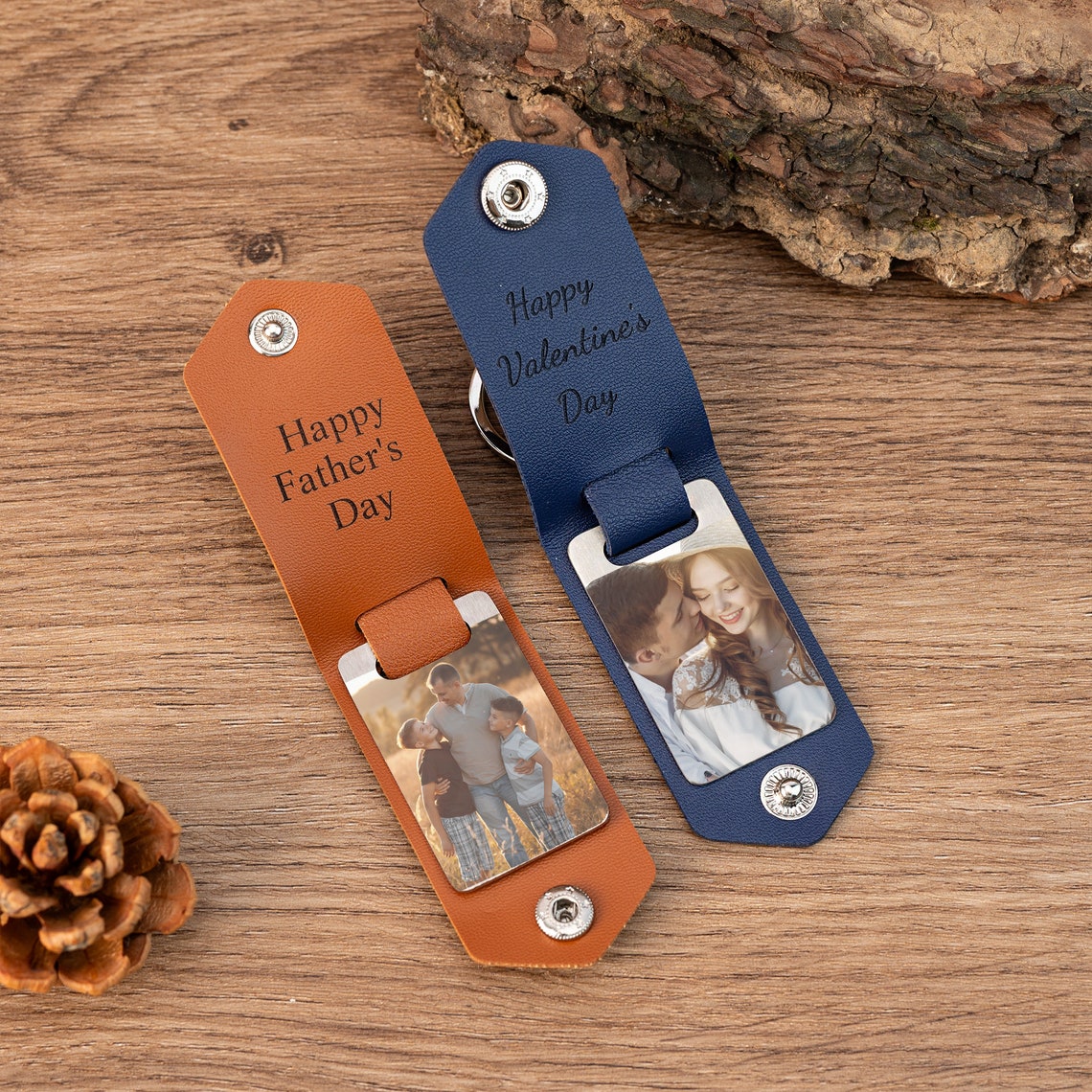 Personalized Leather Keychain With Photo and Text,custom Photo Keychain ...