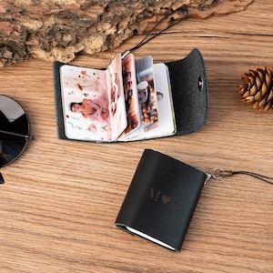 Llavero con miniálbum de fotos personalizado, regalos personalizados para papá, accesorio de cuero para llaves, llavero con 12 fotos, regalo de hija a papá, Navidad