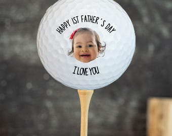 Personalized Fathers Day Gift, Dad Golf Balls with Kids Face, Custom Photo Golf Gift for Dad, First Father&#39;s Day, New Dad Gift, Gift for Him