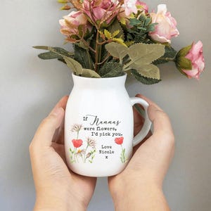 Personalised If Nannies Were Flowers Vase, Customized Mother’s Day Gift, Flower Vase Gift for Mom, Nana, Nanny, Grandma, Best Gift for Her