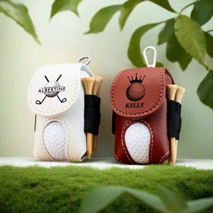 Golf Ball Bag, Stylish Pouch for Golf Balls, Tees Holder, Mini Golf Ball Holder, Leather Golf Travel Bag, Great Golf Gifts