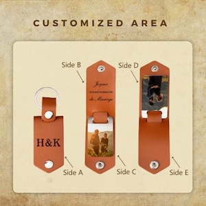 Personalized Leather Keychain With Photo and Text,custom Photo Keychain ...
