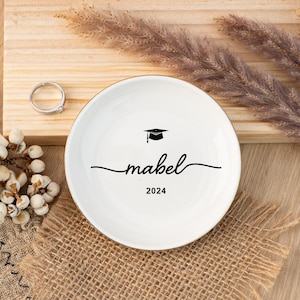 Personalized University Trinket Ring Dish, Graduation Jewelry Dish, 2025 Graduation Gift For Her, Masters Degree Gift, PHD Graduation