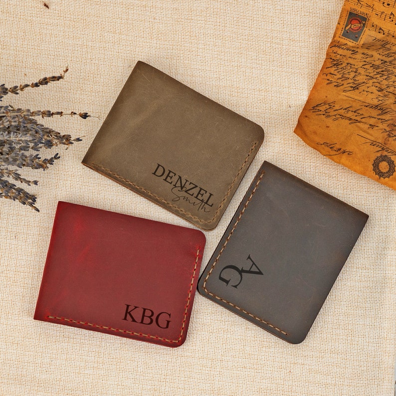 Personalized Leather Mens Wallet, Gift for Graduation, Dad, Boyfriend ...