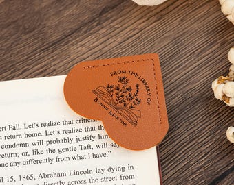 Gepersonaliseerde premium lederen hart bladwijzer, aangepaste bladwijzer, lederen hart boekenlegger, lezer cadeau, cadeau voor hem, cadeau voor haar, herencadeau