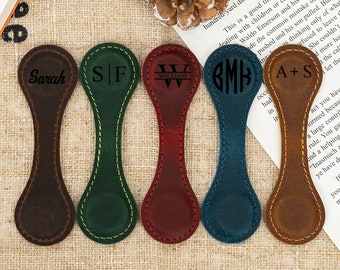 Personalized Leather Magnetic Bookmarks, Vintage Name Bookmark, Handmade Bookmark for Men, Birthday Gift, Father's Day Gift, Gift for Him