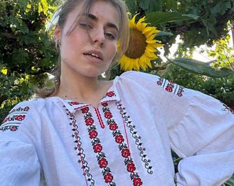 Gorgeous Ukrainian Embroidered Blouse, Elegant Vyshyvanka for Women with Traditional Slavic Embroidery Ukrainian blouse Boho Folk Clothing