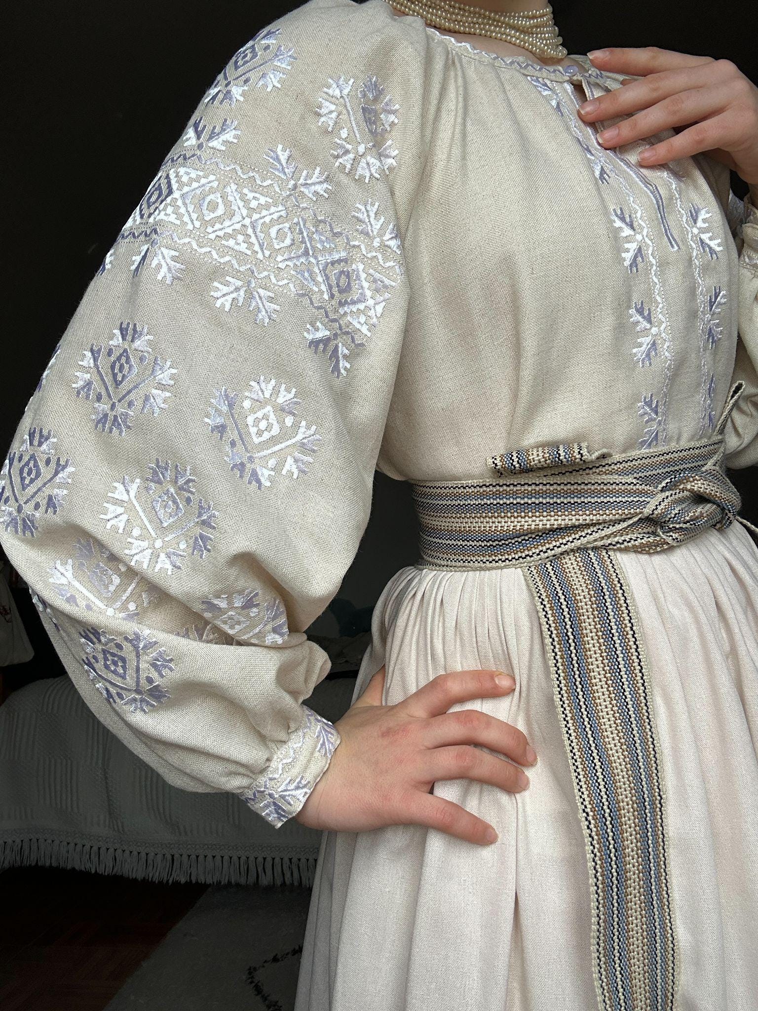 Camicia Ucraina Ricamata Donna Vyshyvanka, Cotone Bianco, Modelli Tradizionali - Foto 4