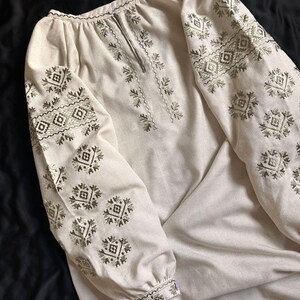 Ukrainian blouse long vyshyvanka,Vyshyvanka,peasant blouse,Ukrainian style,embroidered green shirt ethnic style  clothing, clothing linen