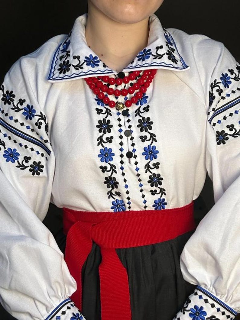 Ukrainian blouse vyshyvanka , peasant blouse, floral style,embroidered shirt ethnic style Ukrainian clothing , Vyshyvanka women's Volyn