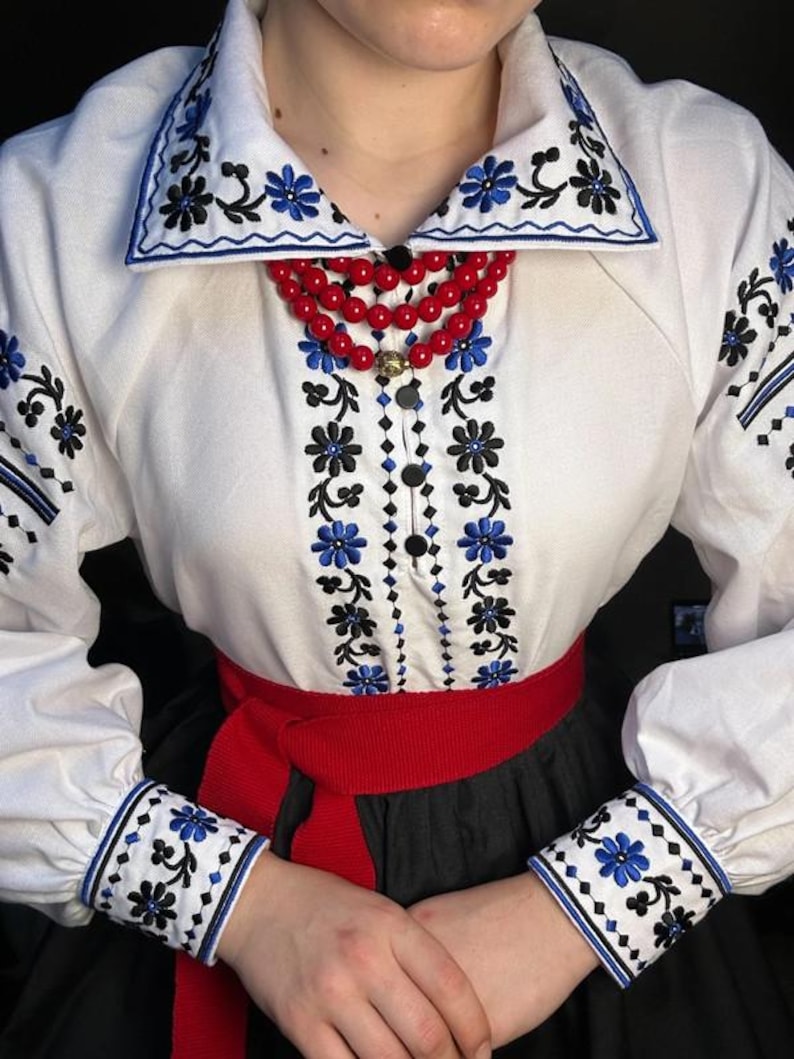 Ukrainian blouse vyshyvanka , peasant blouse, floral style,embroidered shirt ethnic style Ukrainian clothing , Vyshyvanka women's Volyn