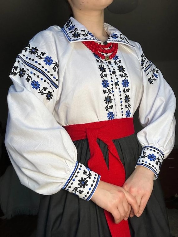 Ukrainian blouse vyshyvanka , peasant blouse, floral style,embroidered shirt ethnic style Ukrainian clothing , Vyshyvanka women's Volyn