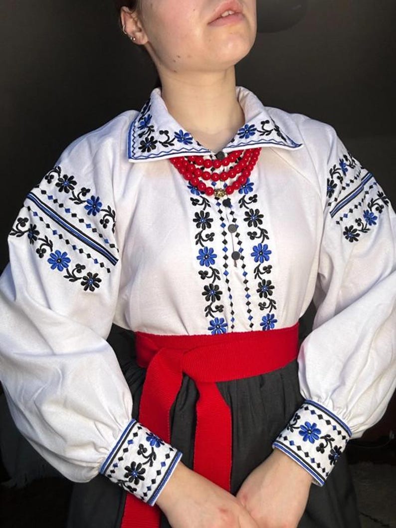 Ukrainian blouse vyshyvanka , peasant blouse, floral style,embroidered shirt ethnic style Ukrainian clothing , Vyshyvanka women's Volyn