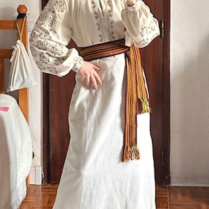 Ukrainian blouse long vyshyvanka,Vyshyvanka,peasant blouse,Ukrainian style,embroidered green shirt ethnic style  clothing, clothing linen