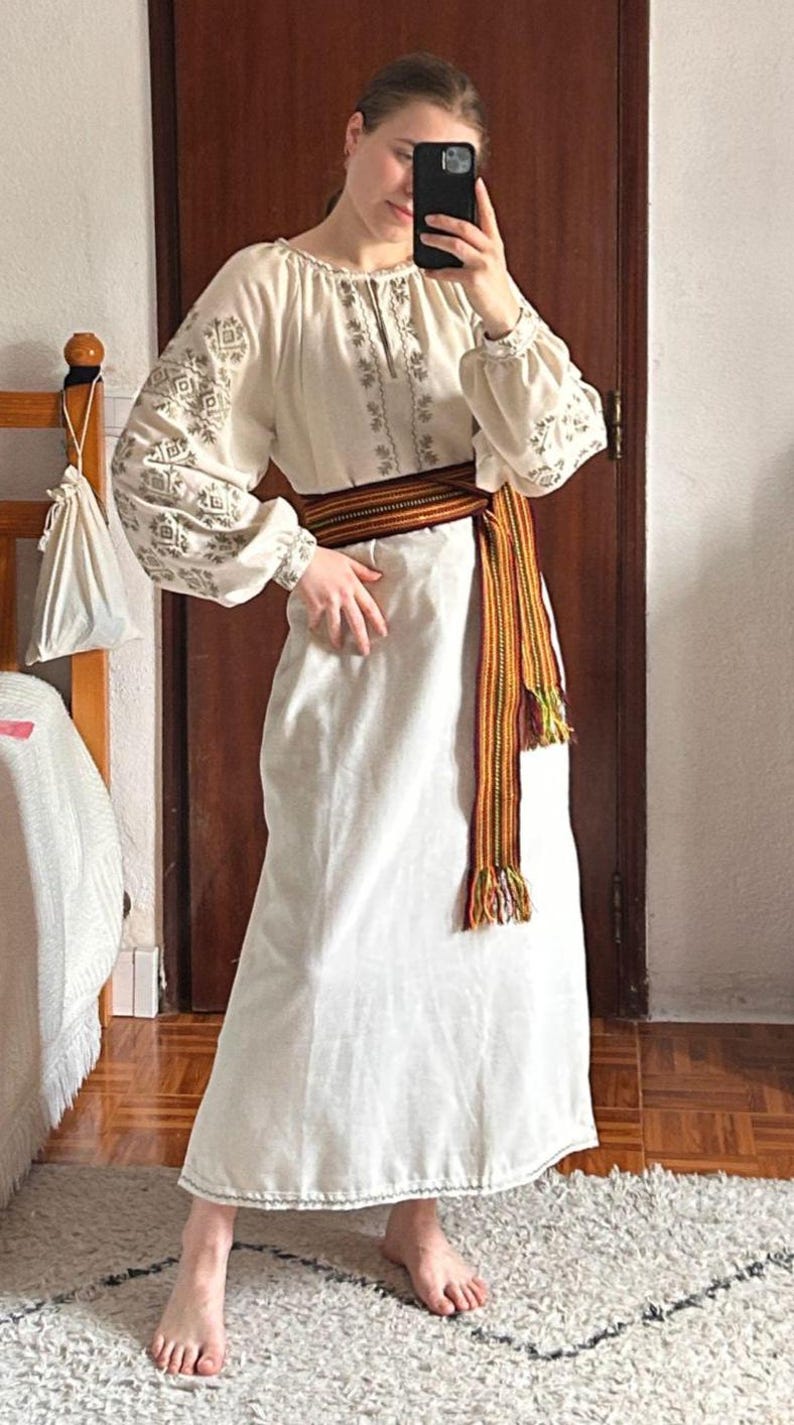 Ukrainian blouse long vyshyvanka,Vyshyvanka,peasant blouse,Ukrainian style,embroidered green shirt ethnic style  clothing, clothing linen