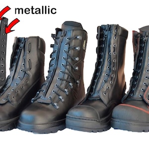 Tactische militaire laarzen zwart echt leer rits YKK ritssluiting metallic kant 8-10-12 gaten gevechtslaarzen, werk wandelschoenen, motorfiets