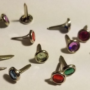 Assorted Rhinestone Decorative Brads 8x16mm - 12 pack