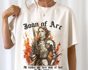 Camisetas Joana d'Arc Góticas Medievais, Camiseta Girl Power Metal, Camiseta Cristã, Presente de Confirmação