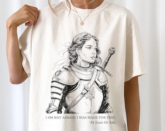 Camisetas cristãs de Santa Joana d'Arc, Camiseta de santo católico, Camiseta de vestuário cristão, Presentes com citação de santo católico