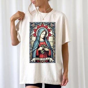 Our Lady of Lourdes Catholic Shirt, Stained Glass Virgin Mary Shirts, Religious Shirt, Catholic Apparel, Christian Gift Men