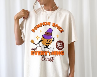 Vintage Pumpkin Spice Shirt, Christian Halloween T-Shirt, Christian Apparel, Faith Shirt, Fall Religious Gift, Spooky Season Clothing