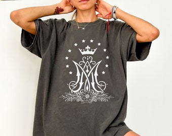 Marie Auspice Catholic Tee, Virgin Mary Shirt, Sacred Hearts Tee, Holy Family Gift, Catholic Prayer Shirt