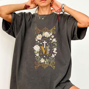 Miraculous Medal Sweatshirt, Virgin Mary Shirt, Marian Cross T-Shirt, Holiday Gifts Idea, Catholic Gifts for Women
