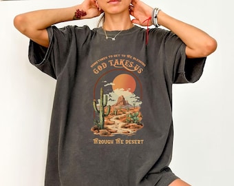 Camiseta cristã boho, Deus nos leva pelo deserto, presente cristão, presente de Jesus, cristã feminina, ame como Jesus, Jesus te ama