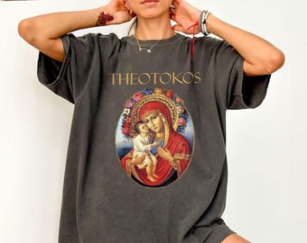 Catholic Shirt Theotokos Catholic Shirts, Mother of God Shirt, Catholic Apparel Shirt, Virgin Mary, Godmother Gift