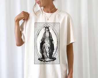 Regina Caeli - Roupas Católicas, Camiseta Cristã, Camiseta com Jesus, Presente para Mãe Católica, Camiseta com Versículo Bíblico, Camiseta da Sagrada Família