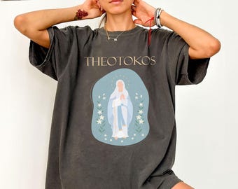 Catholic Shirt Theotokos Catholic Shirts, Blessed Virgin Mary Shirt, Catholic Apparel Shirt, Virgin Mary, Godmother Gift