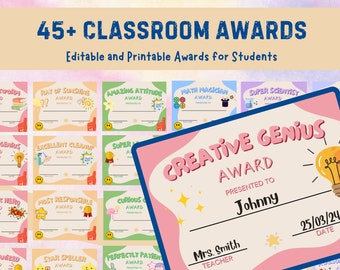 Aesthetic Printable Classroom Awards for School Students