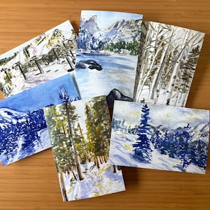 Colorado Winter Watercolor Cards: Rocky Mountain Art, Blank Greeting Cards with Envelopes