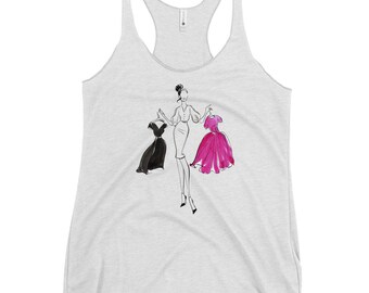 I'll Take Both! Printed Racerback Tank - Cool Top for Women - Soft Graphic Tops for Gym/Workout - Breathable Sketch Print Tanks - Gift