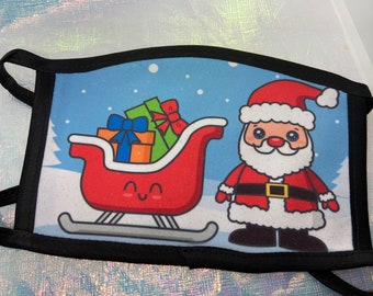 Kawaii Christmas Face Mask Santa & Presents/Gift/Gift/Gift for her/gift for him/gift for them/