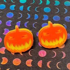 Pumpkin/Jack O Lantern/ Stud Earrings/Jewelry/Acrylic/Halloween/Gift for Her/Gift for Him