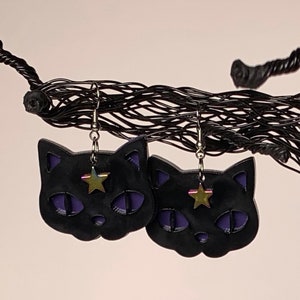 Cat/Black Cat/Magic/Earrings/Dangle/Dangle Earrings/Jewelry/Gifts for her/Cat lover gifts