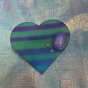Striped Heart Acrylic Brooch/Pin/Laser cut jewelry/Acrylic Accessories/Handmade